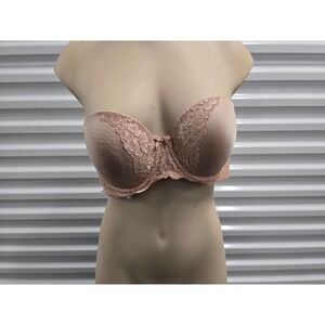 Victoria's Secret Dream Angels Strapless Multi-Way Bra Beige 34D Lace Trim